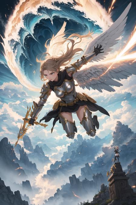 00364-3044033482-masterpiece,best quality,fantasy,girl,angel,battle,flying,energy wave,dynamic,clouds,landscape.png